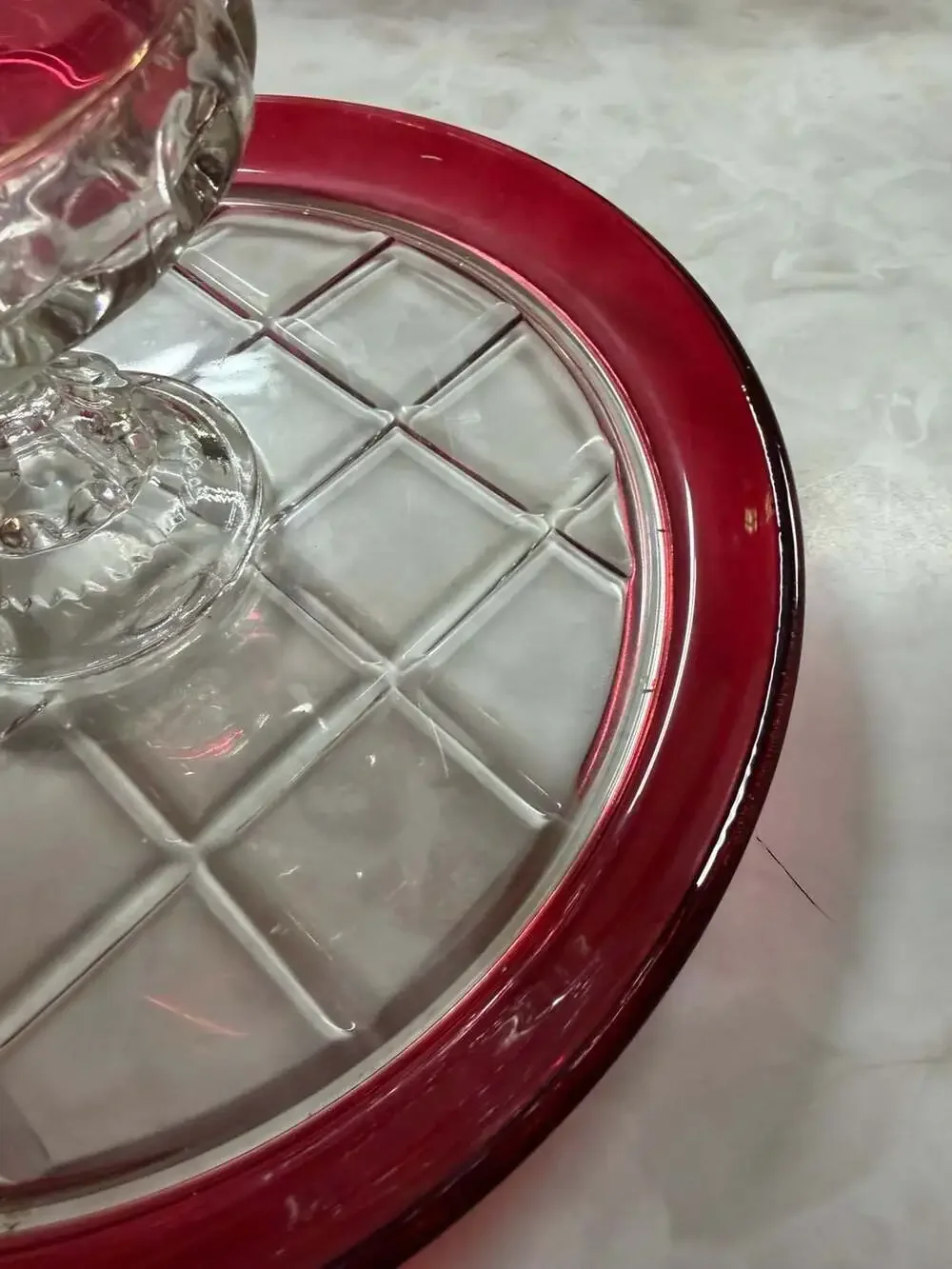 King's Crown Ruby/cranberry Flashed Flat Iced Tea Glass Vintage Tiffin Francisca